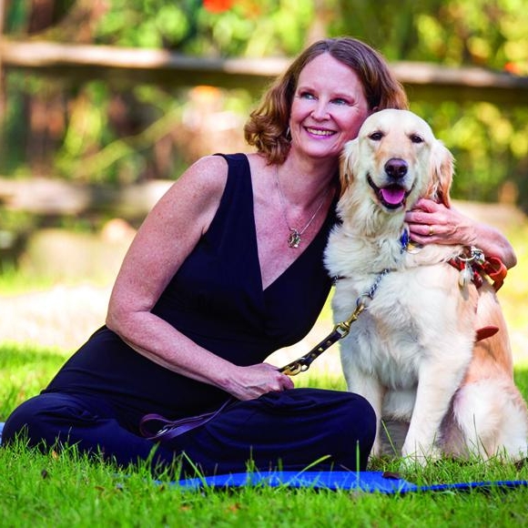 Mel and Jingles sitting at the park